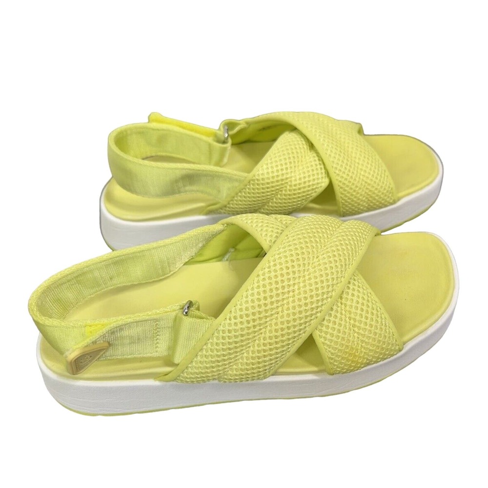UGG Nella Slingback Platform Sandals Neon Yellow Green Mesh Fabric sz US 6